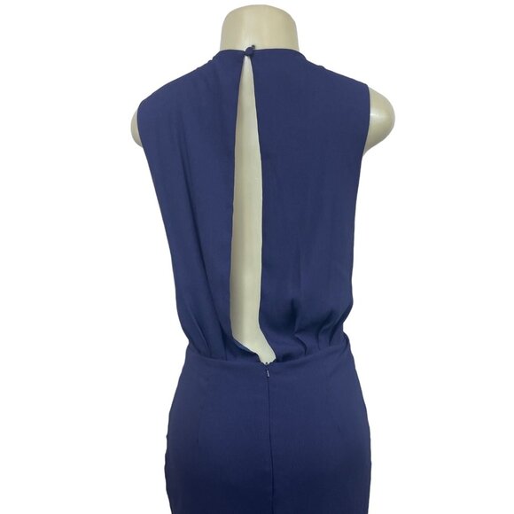 Asos Women’s Blue V Neck Mesh Floor Length Short Sleeve Maxi Dress Sz 10 - Picture 7 of 11